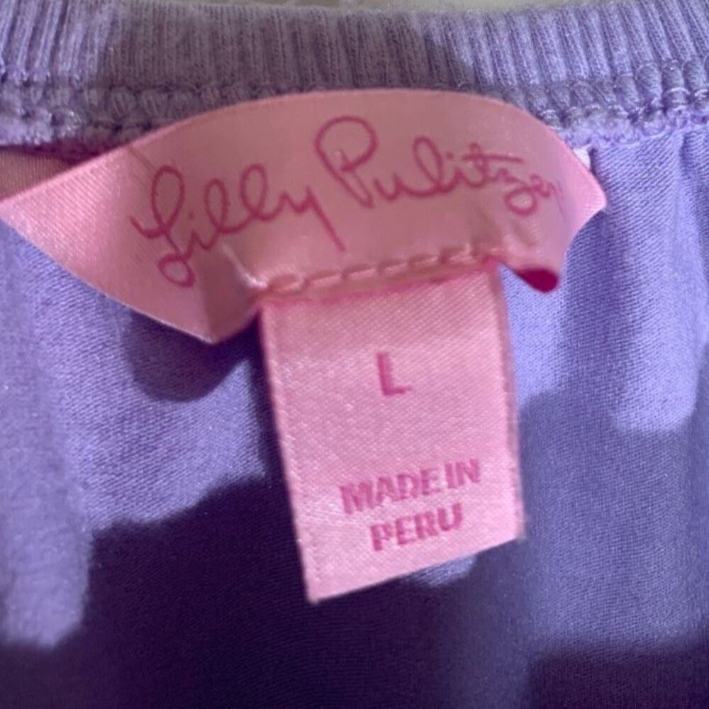 Lilly Pulitzer Off Shoulder Ruffle Womens Large Lavender Long Sleeve Spring Top - Picture 2 of 4